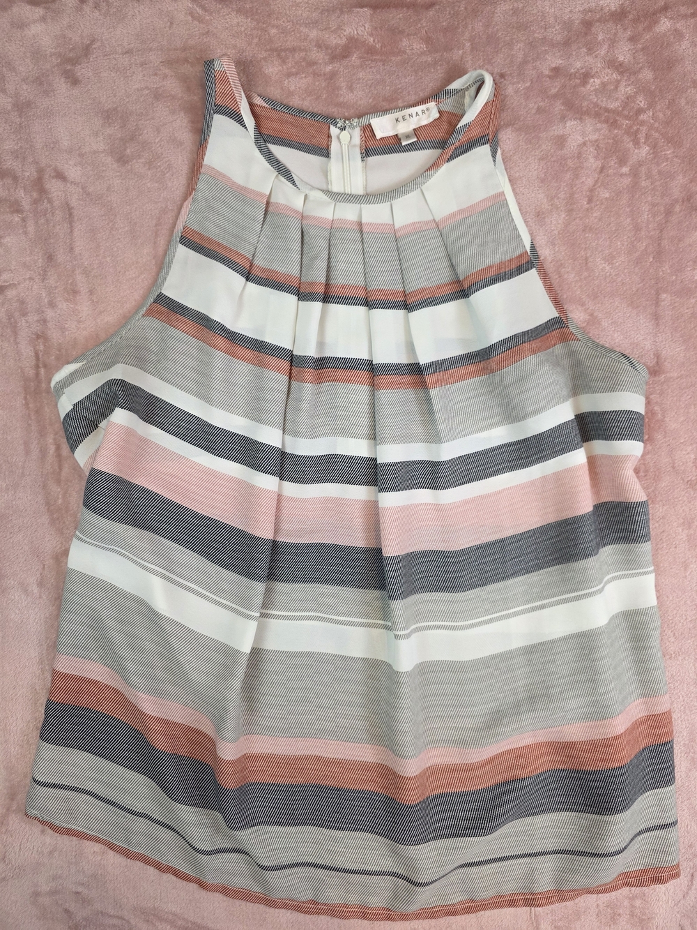 Striped Halter Tank Top in Orange, Gray & White